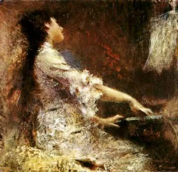 Tranquillo Cremona. La melodia. 1874. 115,5 x 129 cm. Milano, Collezione Rossello