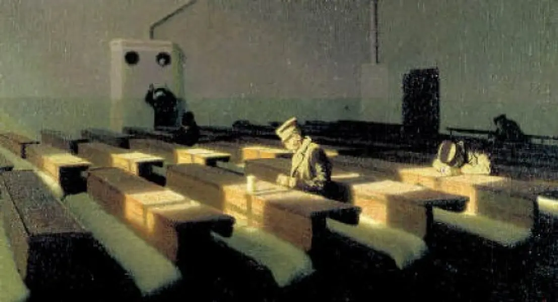 Angelo Morbelli. Il natale dei rimasti. 1903.Olio su tela. cm 62x110,5. Venezia, Galleria d'Arte Moderna