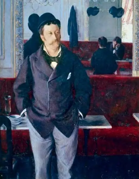 Gustave Caillebotte. Al caffè. Olio su tela cm. 61 x 45. Rouen, Musee des Beaux-Arts.