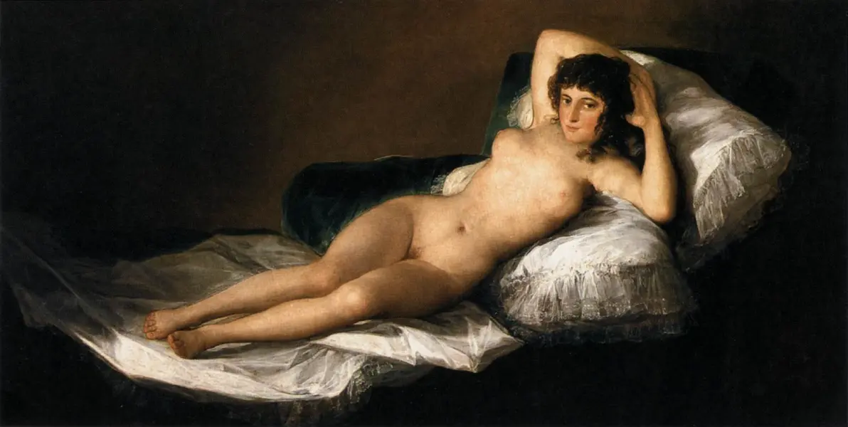 Francisco Goya. La Maja Desnuda c. 1799-1800. Olio su tela. 97 x 190 cm. Madrid, Museo del Prado