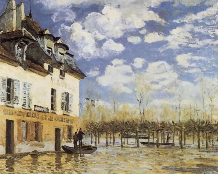 Alfred Sisley
   la barca durante l'inondazione a Port-Marly
   1876
   olio su tela
   cm 61x50,5. Parigi, Museo d'Orsay