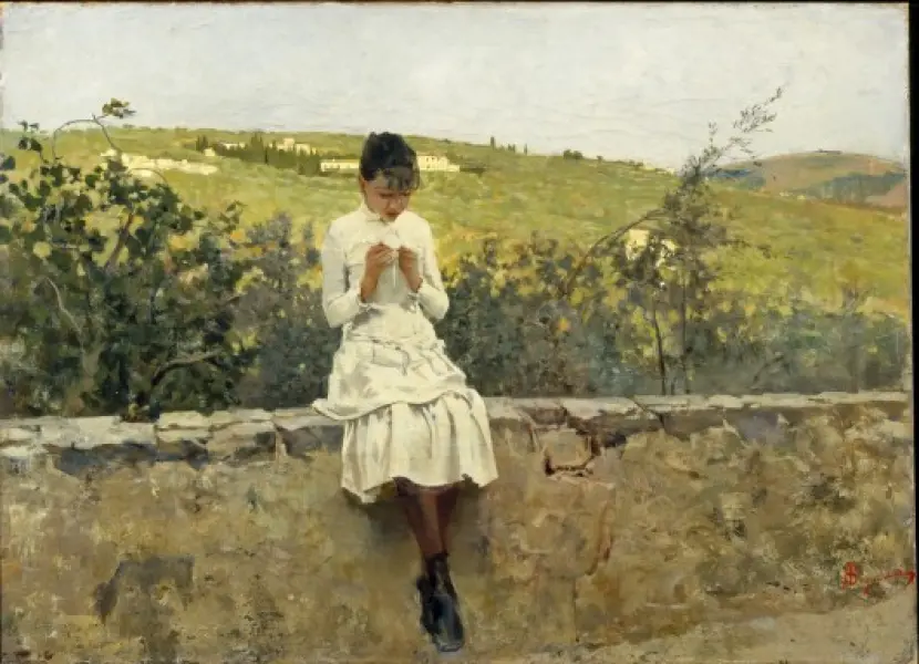 Telemaco Signorini. Sul colle a Settignano. 1885. Olio su tela.37 x 50 cm. Collezione privata