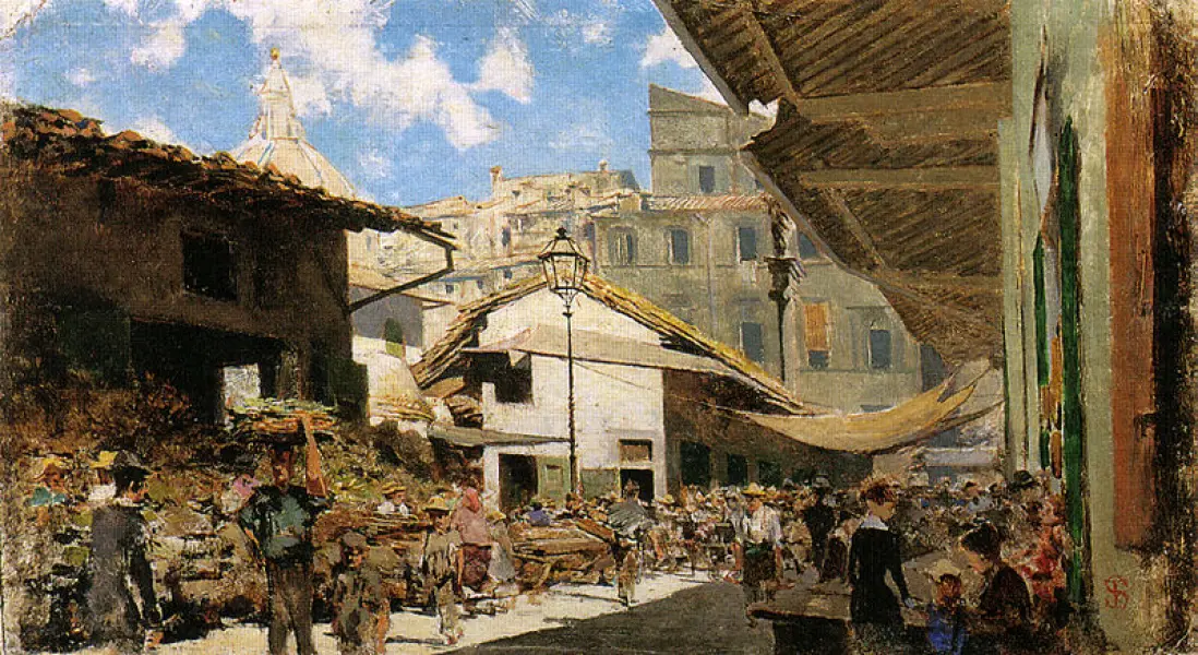Telemaco Signorini. Mercato vecchio a Firenze. 1881-83. Olio su tela.