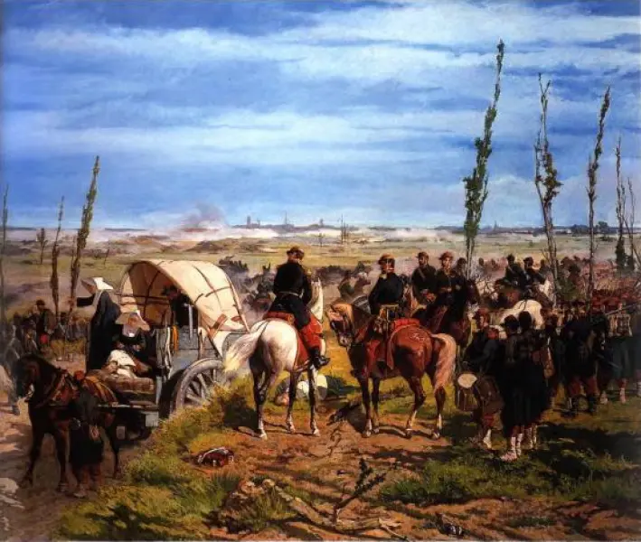 Giovanni Fattori, Campo italiano alla battaglia di Magenta, 1861-1862, olio su tela, 232x348 cm, Firenze, Galleria d'Arte Moderna