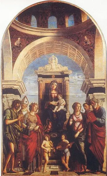 Cima da Conegliano. Madonna in trono col Bambino fra angeli e santi ca. 1492, 150 x 235 cm, olio su tavola, Duomo di Conegliano (Tv).