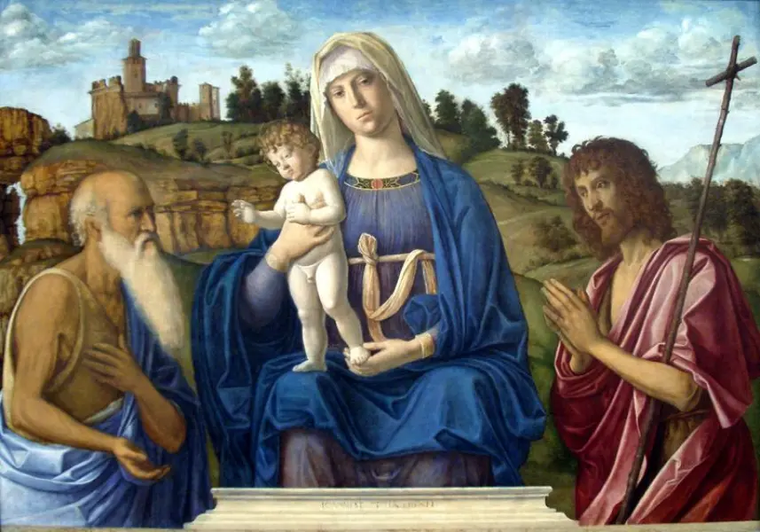 Cima da Conegliano. Sacra Conversazione (Madonna con Bambino con San Girolamo e San Giovanni Battista)  ca. 1495. olio su tavola, 105 x 146 cm, National Gallery of Art, Washington