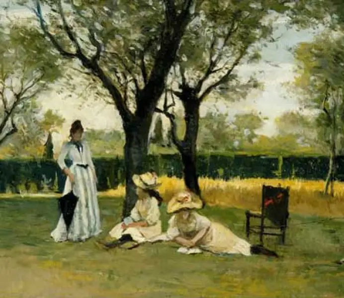 Silvestro Lega. Alla villa di Poggio Piano. 1888-89  Olio su tavola. cm. 34 x 60,5