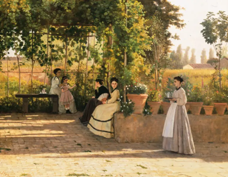 Silvestro Lega. Un dopo pranzo. 1868 Olio su tela.75x93,5cm. Milano, Pinacoteca di Brera
