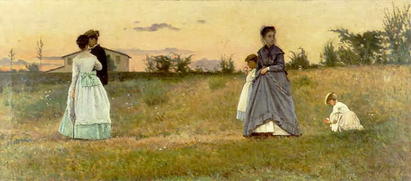 Silvestro Lega. I promessi sposi. 1869. Olio su tela. 40x25,5cm. Milano, Museo della scienza e della tecnologia Leonardo da Vinci