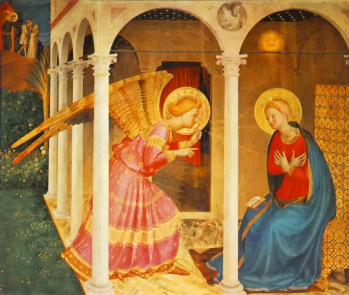 Beato Angelico. Annunciazione. 1433-1434, tempera su tavola, 150x180 cm, Museo Diocesano, Cortona.