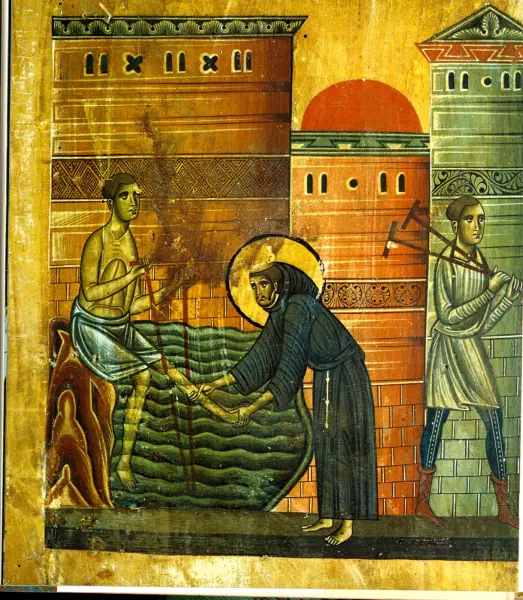 Bonaventura Berlinghieri. San Francesco e storie della vita. Dett. 1235. Tempera e oro su tavola. Pescia, chiesa di San Francesco.