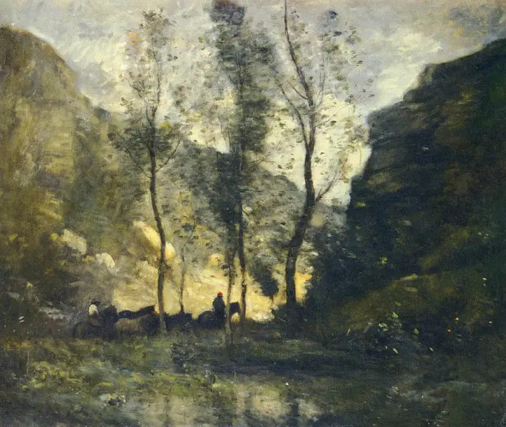 Jean Baptiste Corot. I contrabbandieri. Olio su tela. Collezione privata