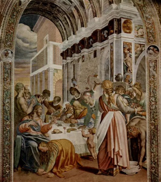 Antonio Campi. Cena in casa del fariseo. Affresco. Chiesa di S. Sigismondo, Cremona
