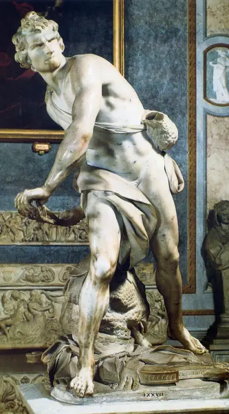 Gianlorenzo Bernini. David. 1623-24. Dett.  Marmo. Roma, Galleria Borghese.