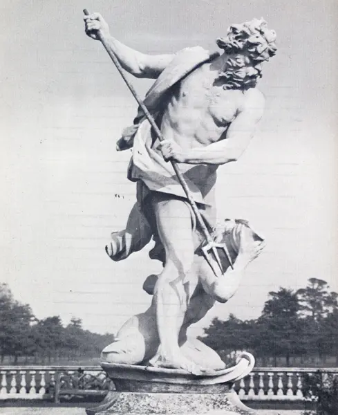 Gianlorenzo Bernini. Nettuno e Tritone. Veduta principale e ricostruzione. 1620. Marmo. L'originale è a Londra, Victoria and Albert Museum