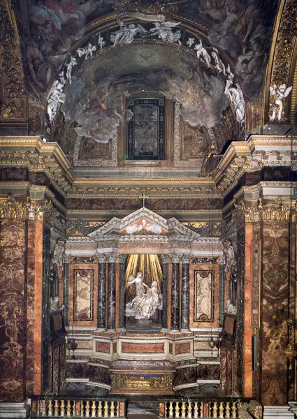 Gianlorenzo Bernini. Cappella Cornaro. 1644-51. Marmi policromi, legno, stucco. Veduta d'insieme. Roma, Santa Maria della Vittoria