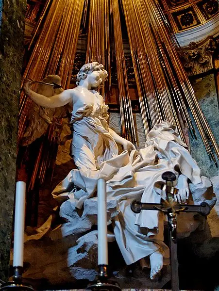 Gianlorenzo Bernini. Estasi si santa Teresa. 1644-51. Marmo bianco.  Roma, Santa Maria della Vittoreia, Cappella Cornaro.