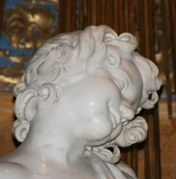 Gianlorenzo Bernini. Estasi si santa Teresa. 1644-51. Marmo bianco. Dett. Roma, Santa Maria della Vittoreia, Cappella Cornaro.