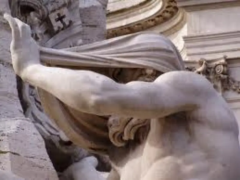 Gianlorenzo Bernini. Fontana dei Quattro Fiumi. Part. 1648-1651. Travertino. Roma, piazza Navona