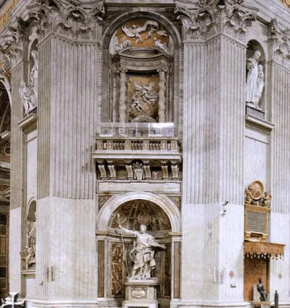 Gianlorenzo Bernini. Nicchia del pilastro con San Longino. 1628-38. Marmo. Roma, Basilica di San Pietro.