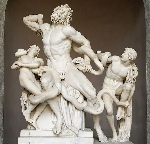 Hagesandros, Athenedoros, Polydoros. Laocoonte. I sec. a.C. Marmo. Copia romana da originale ellenistico. Roma, Vaticano. Museo Pio-Clementino.