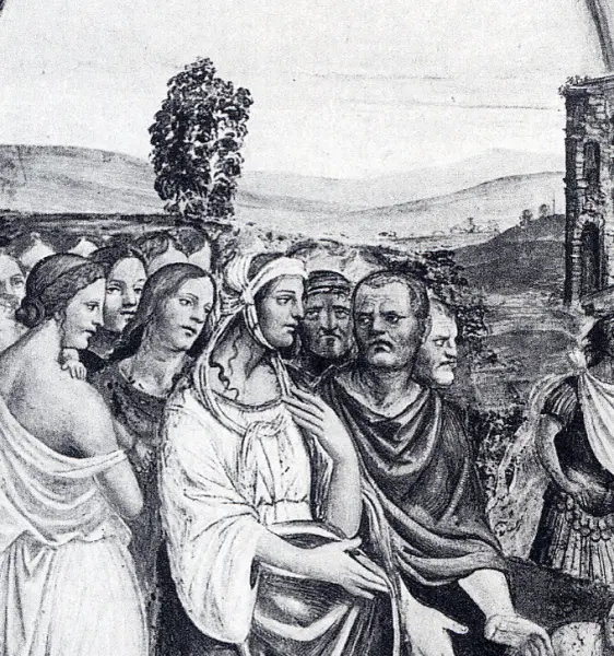 Giovanni Antonio Bazzi detto Sodoma. Moltiplicazione dei pani e dei pesci Dett. 1503-04. Affresco. Monastero di sant'Anna in Camprena.