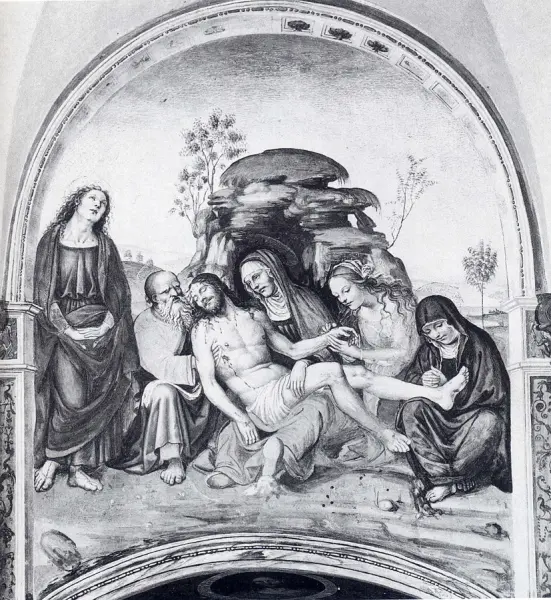 Giovanni Antonio Bazzi detto Sodoma. Compianto sul Cristo morto. 1503-04. Affresco. Monastero di sant'Anna in  Camprena.
