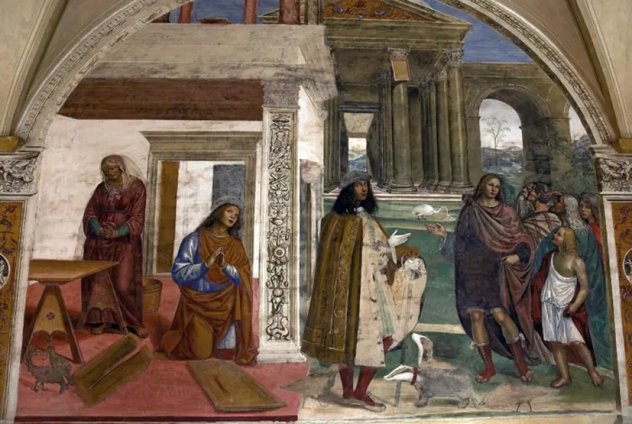 Sodoma. San Benedetto rinsalda il capistero. Affresco. 1503-04 Monastero di Monte Oliveto Maggiore