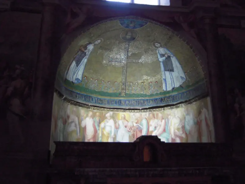 Santi Primo e Feliciano. VII sec. Mosaico. Cappella dei santi Primo e Feliciano. Santo Stefano Rotondo. Roma. (foto di Ronaldo Vescovo)