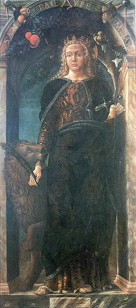 Andrea Mantegna. Santa Eufemia. 1454. Tempera a colla su tela. cm 171 × 78 Napoli, Museo di Capodimonte