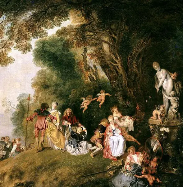 Antoine Watteau. L'imbarco per Citera. Dett. 1719. Olio su tela. Parigi, Louvre