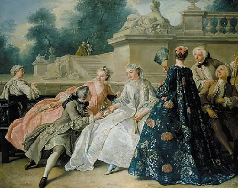 Jean-François de Troy. Dichiarazione d'amore. 1731. Olio su tela. Berlino, Castello di Carlottenburg.