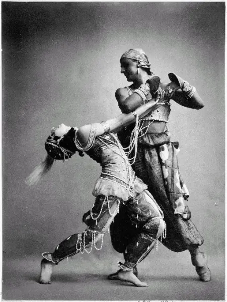 Vera Fokina  Michail Fokine in una scena del balletto Shéhérazade, 1910
