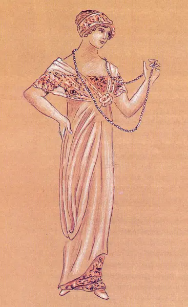 Figurino di abito stile "impero" del 1911