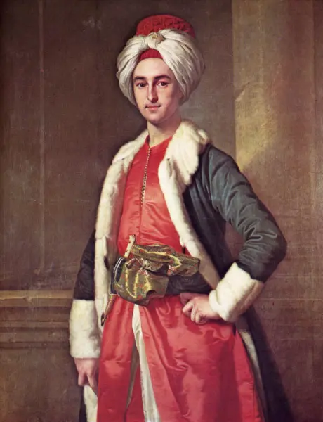 Jean-Etienne Liotard. William Ponsoby in costume turco. 1742-43. Olio su tela. cm. 124,5X199,7 Stansted Park. Coll Earl of Bessborough.
