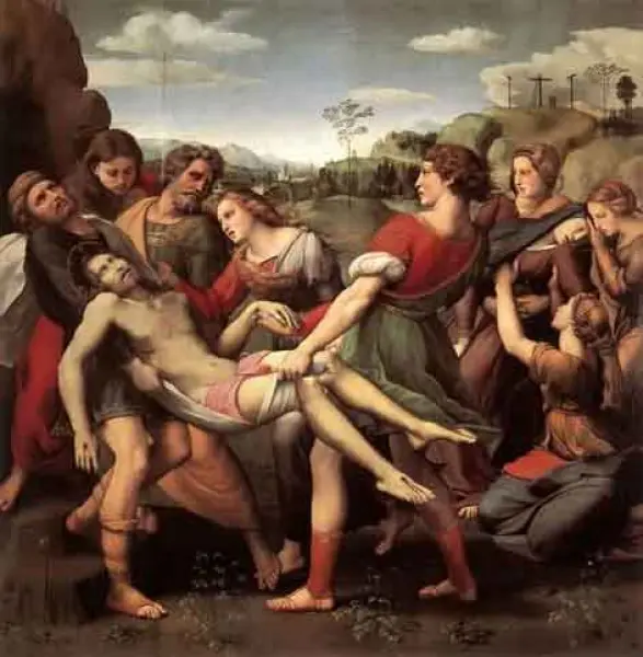 Raffaello Sanzio. Trasporto di Cristo. 1507. Olio su tavola. cm.184X176. Roma, Galleria Borghese