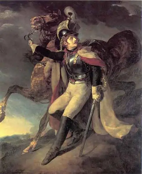 Théeodore Gericault. Corazziere ferito che abbandona il campo di battaglia. 
 1814 
olio su tela, 358X294 cm. 
Parigi, Musée du Louvre