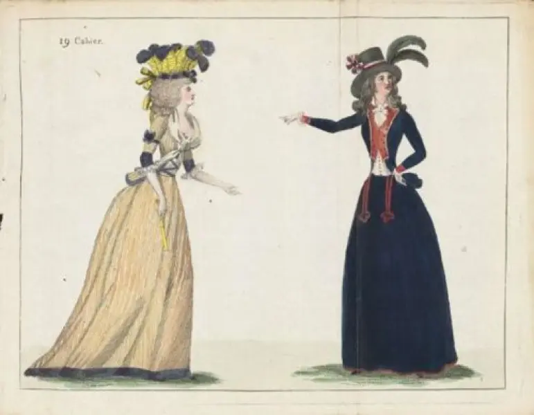 Figurini di abiti femminili. 1790. Journal de la Mode et du  Gout.