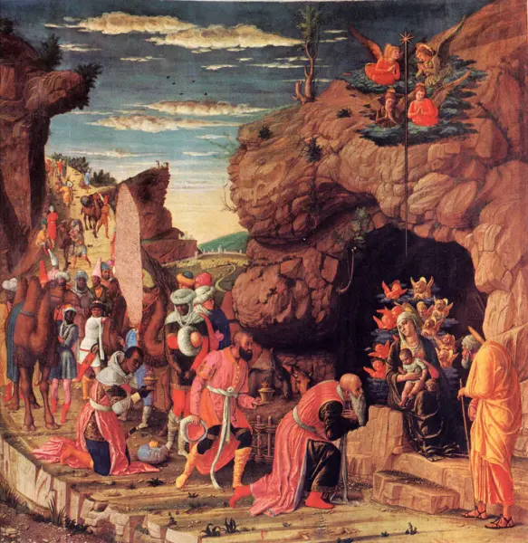 Andrea Mantegna. Adorazione dei Magi. 1462-64. Tempera su tavola. cm.76,5X76,5. Firenze, Uffizi