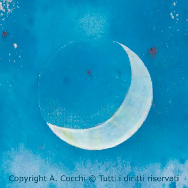 A. Cocchi. Luna crescente. clip art jpg tratta da originale in tecnica mista.