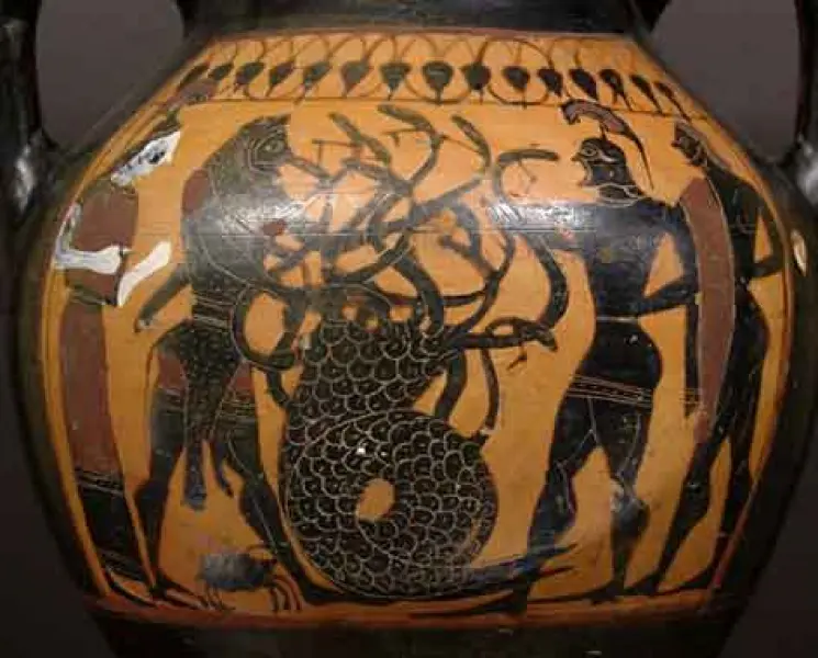 Eracle e l'Idra di Lerna. Anfora attica a figure nere. 540-530 a.C. Parigi, Louvre