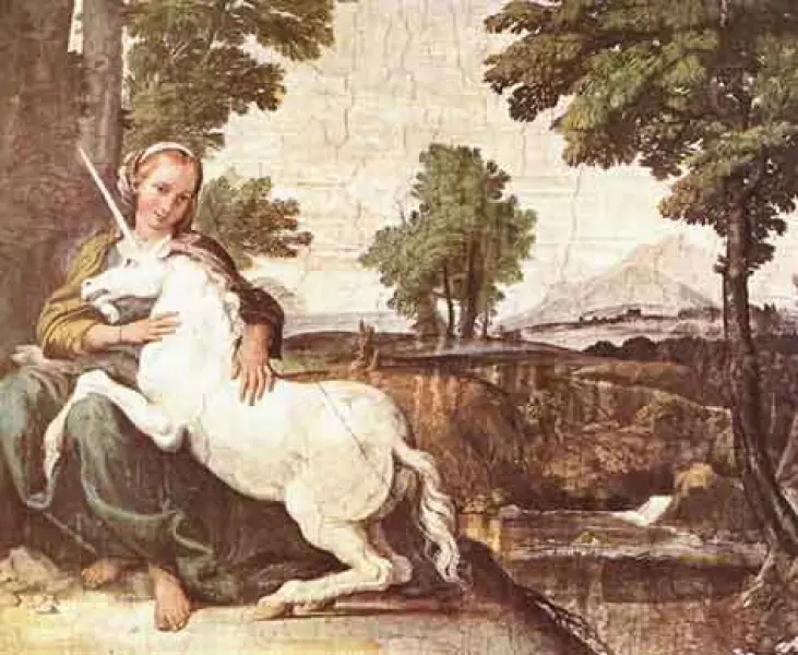 Domenico Zampieri, detto Domenichino. La Vergine e l'Unicorno. 1604-1607. affresco. Roma, Palazzo Farnese.