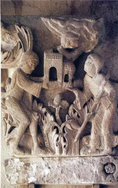 Donatori. XII sec. Capitello scolpito. Saint Lazare, Autun (Francia)