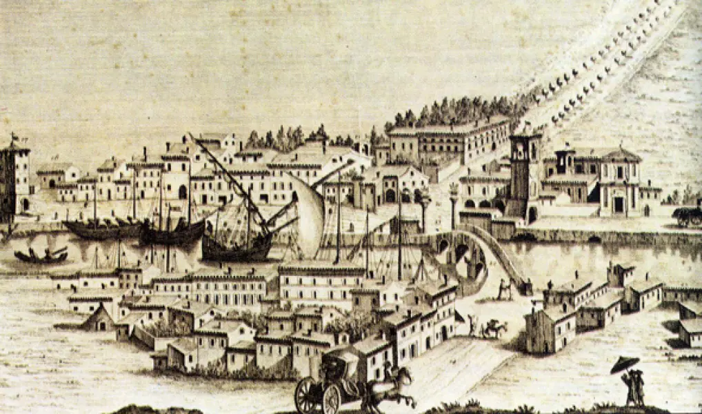 Sebastiano sassi. Prospetto del Porto Cesenatico. Incisione. Dett. 1776