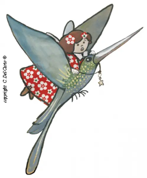 C. Del Curto. Fata Lina e Colibrì. Clip art jpg 
tratta da disegno in tecnica mista.