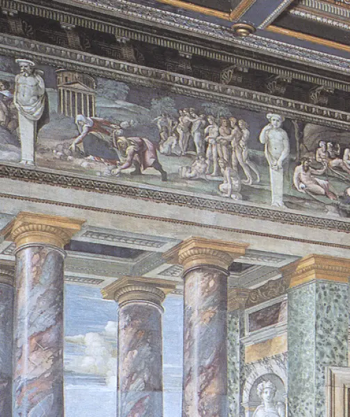 <p>Baldassarre Peruzzi. Decorazione della Sala delle Colonne. 1510 ca. Affresco. Villa Farnesina. Roma.</p>
<p> </p>