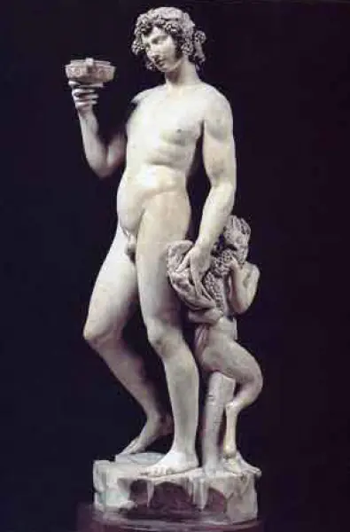 <p>Michelangelo Buonarroti. Bacco. 1497. Marmo. Firenze, Museo del Bargello</p>