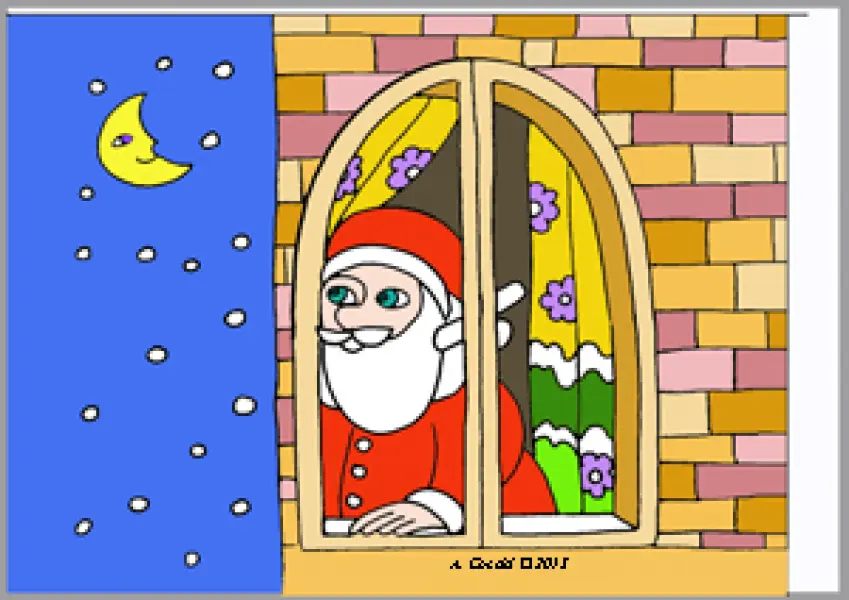 <p>A. Cocchi. Babbo Natale alla finestra. Una delle illustrazioni natalizie disponibili su questo sito.</p>