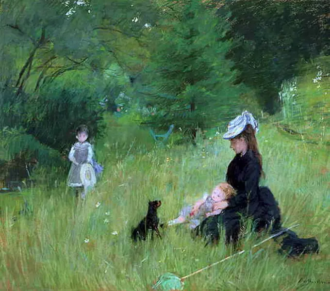 <p>Berthe Morisot. Nel parco. 1874. Olio su tela. Parigi, Petit Palais.</p>