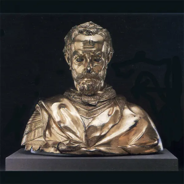 <p>Donatello. Busto reliquiario di san Rossore. Bronzo dorato. Pisa, Museo Nazionale di san Matteo.</p>